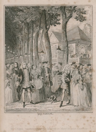 M. Cripps rencontrant sa mère dans les jardins de Mary-le-bone - George Cruikshank